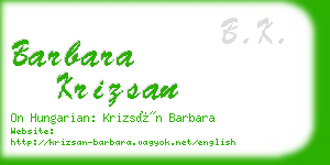 barbara krizsan business card